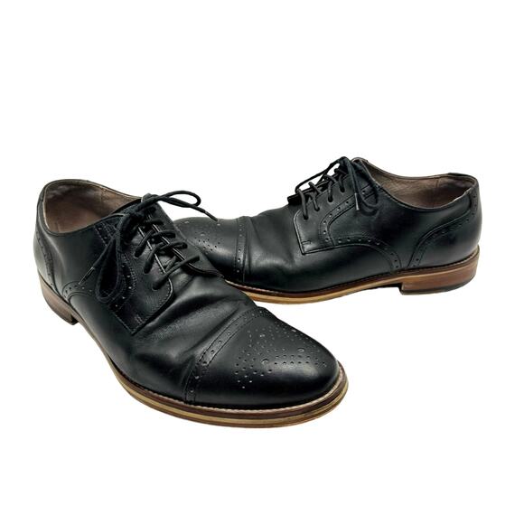 Johnston & Murphy 59-1991 Black Leather Carriker Cap Toe Lace Up Dress Shoes main image 5